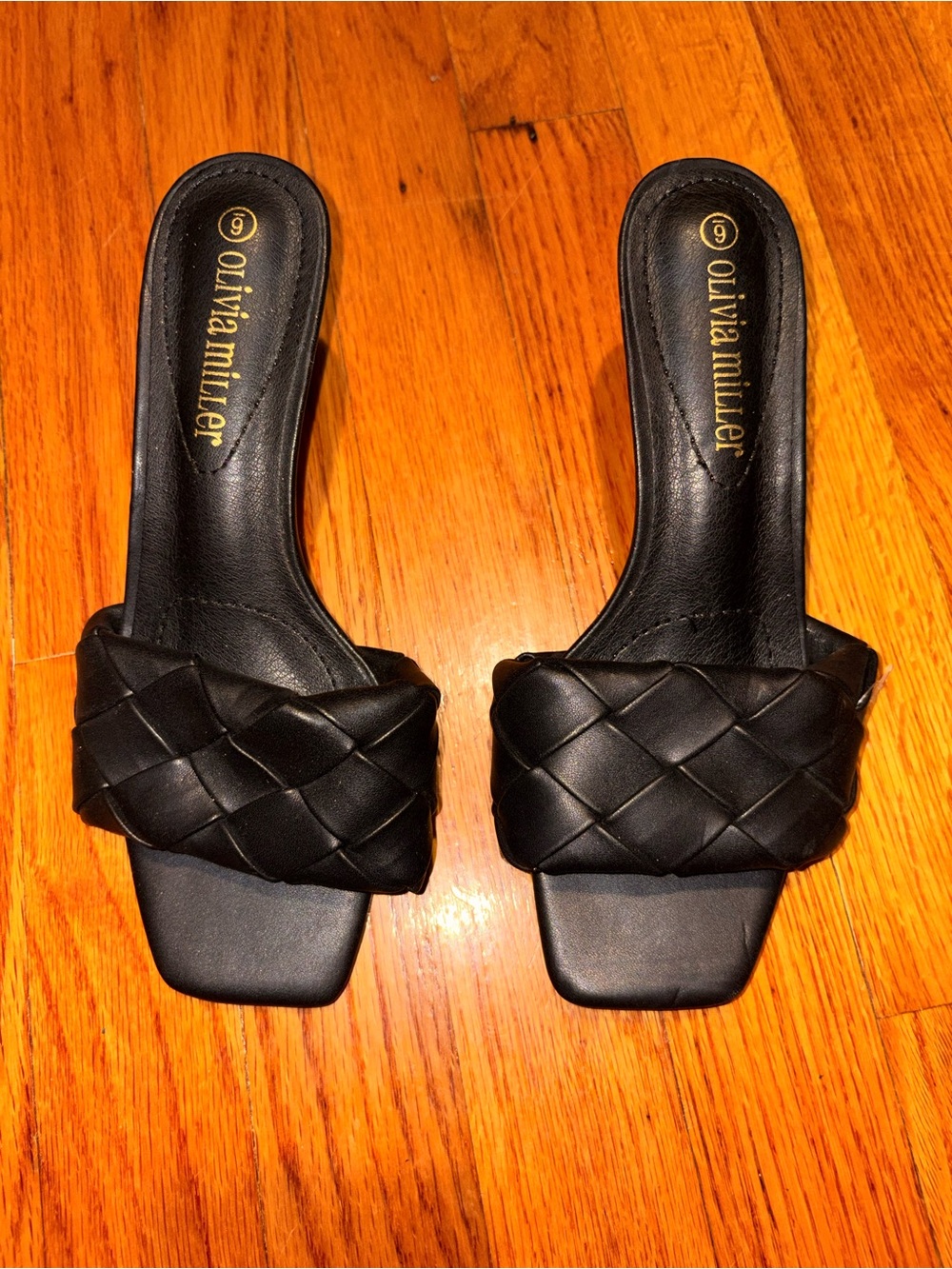 Olivia Miller Black Braided Slide Mules